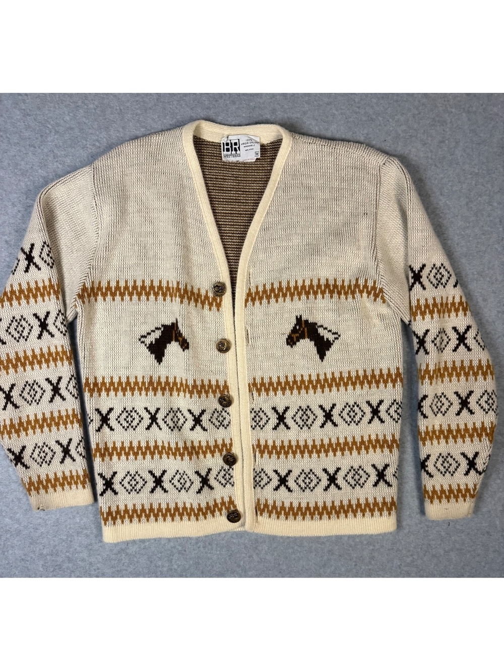 Vintage BR Westerns Horse Cardigan